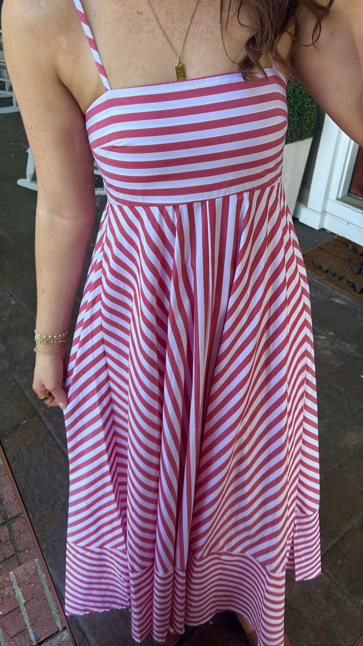 Mia Red Stripe Dress