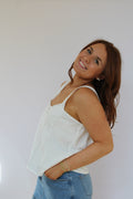 COTTON PINTUCK LACE TOP
