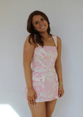LOVELY POND PINK PRINT MINI DRESS CASUAL MINI DRESS