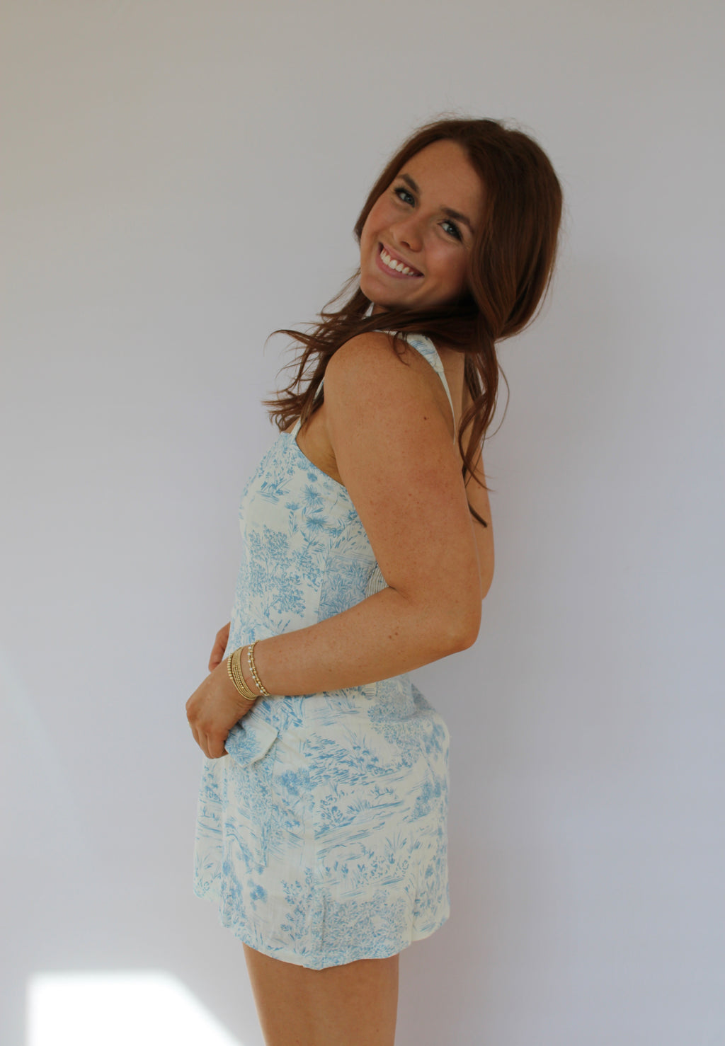 LOVELY POND PRINT MINI DRESS CASUAL MINI DRESS IN BLUE