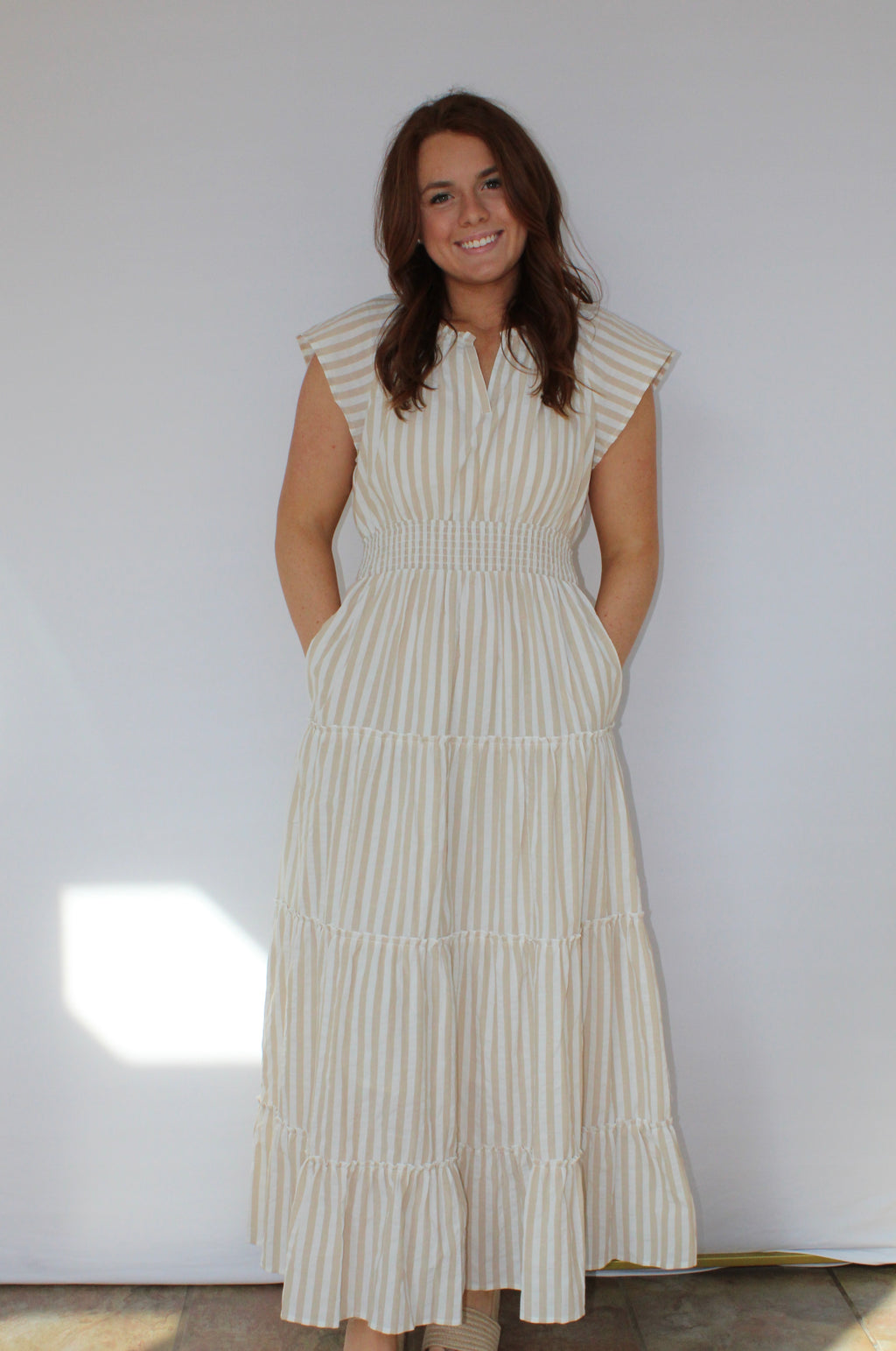 STRIPED TIERED MAXI DRESS