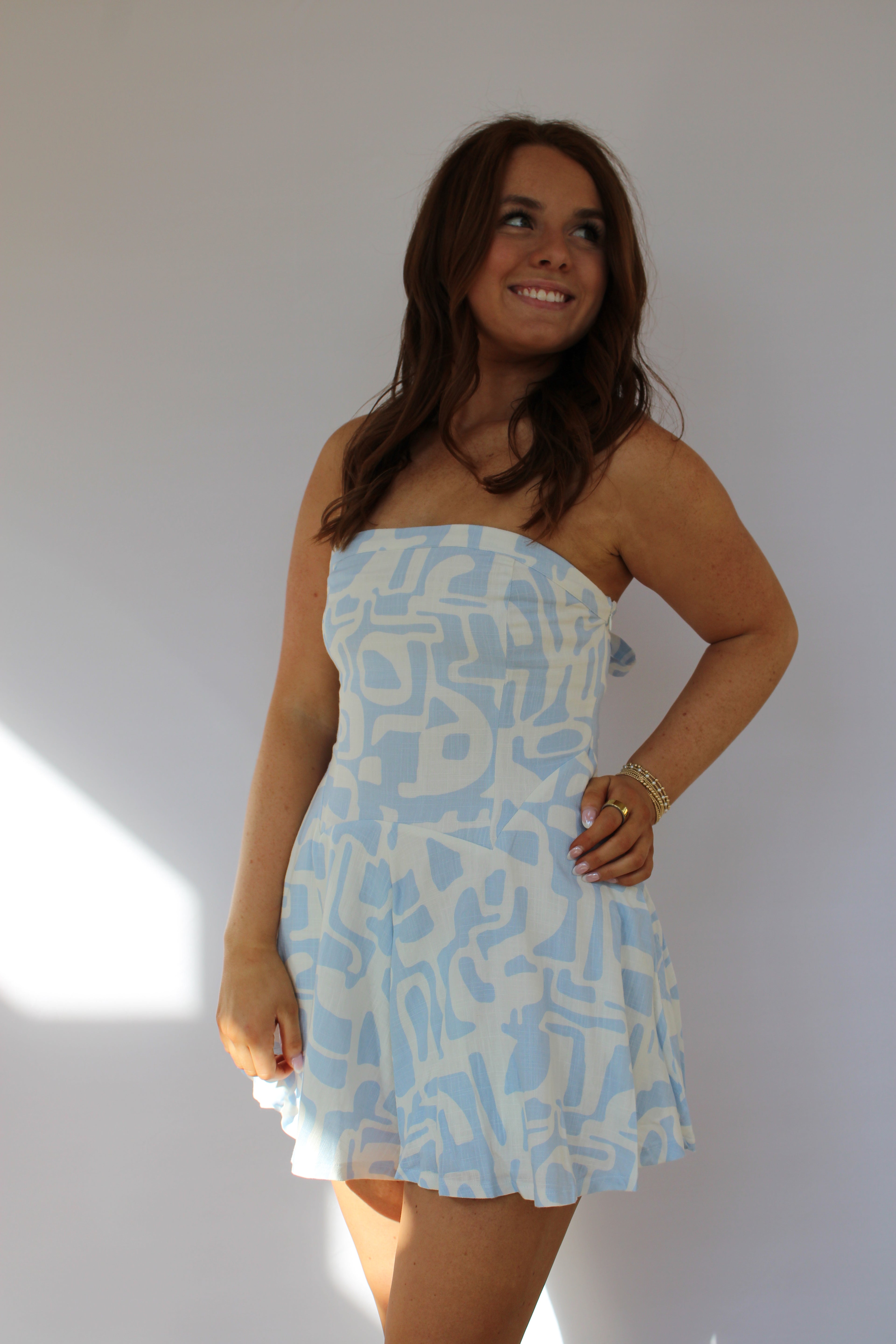 PASTEL DOLMEN OPEN BACK TIE TUBE MINI ROMPER