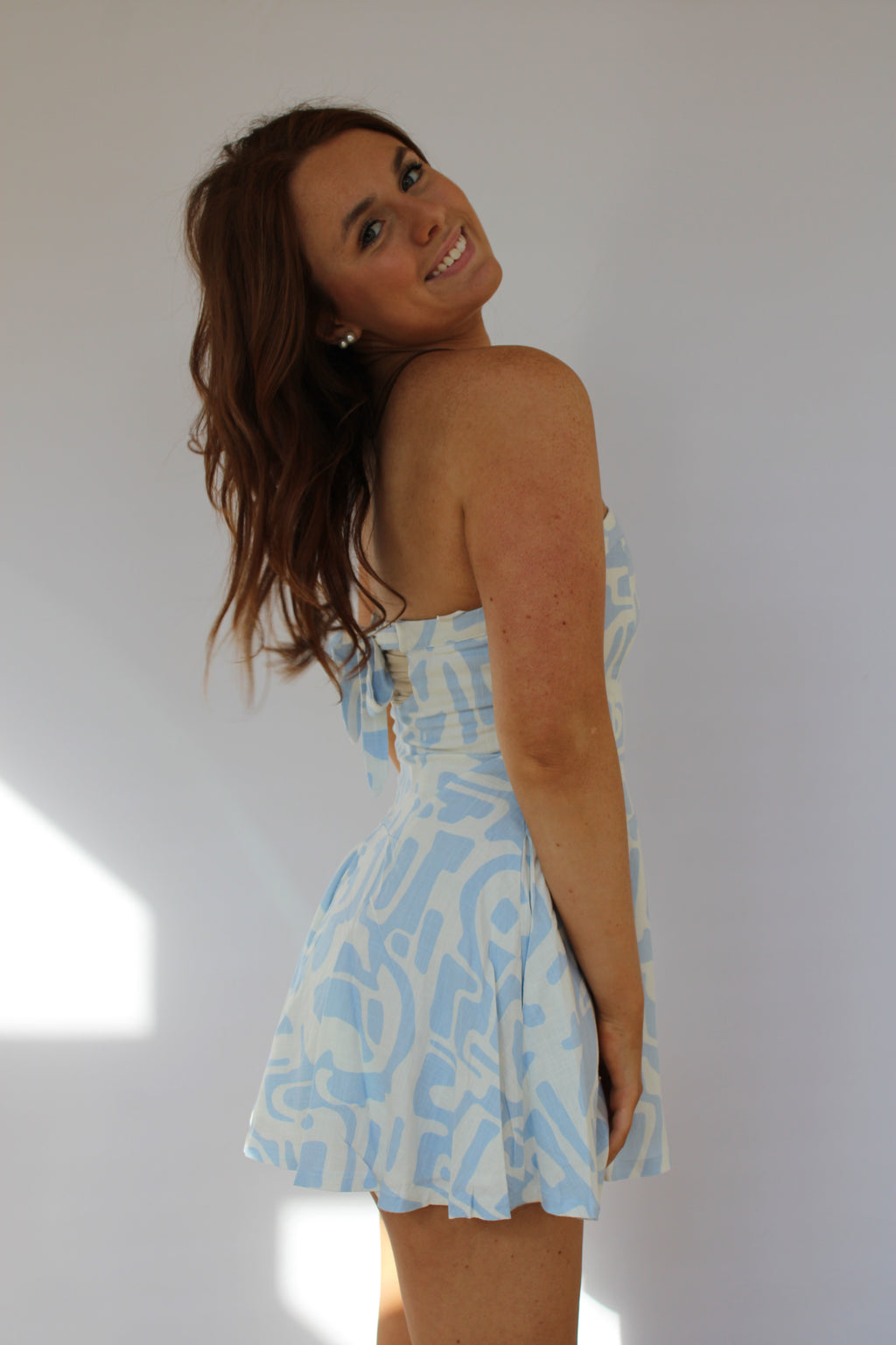 PASTEL DOLMEN OPEN BACK TIE TUBE MINI ROMPER