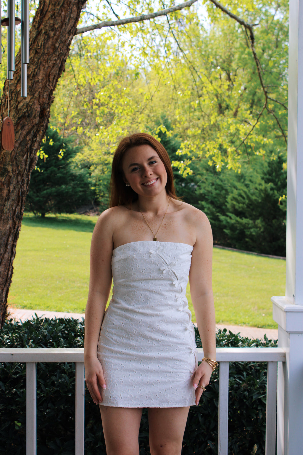 Strapless Bow Detail Mini Dress