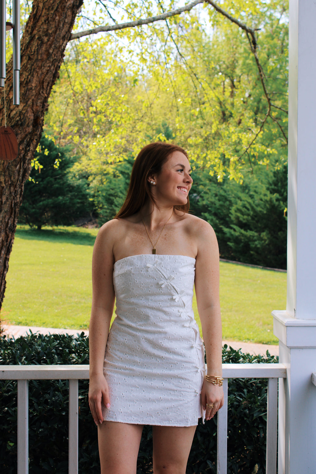 Strapless Bow Detail Mini Dress