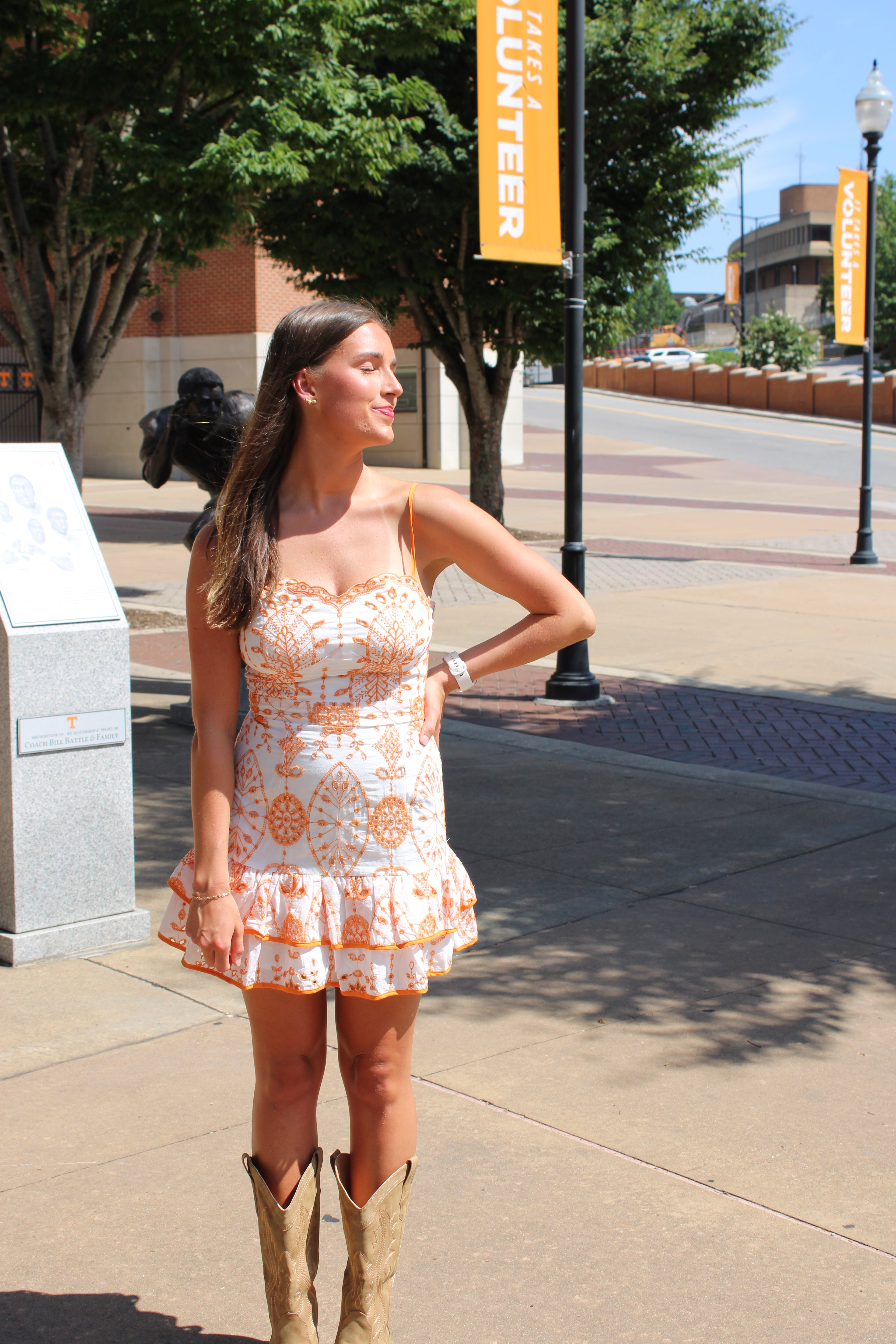 Rivera Detailed Orange Mini Dress