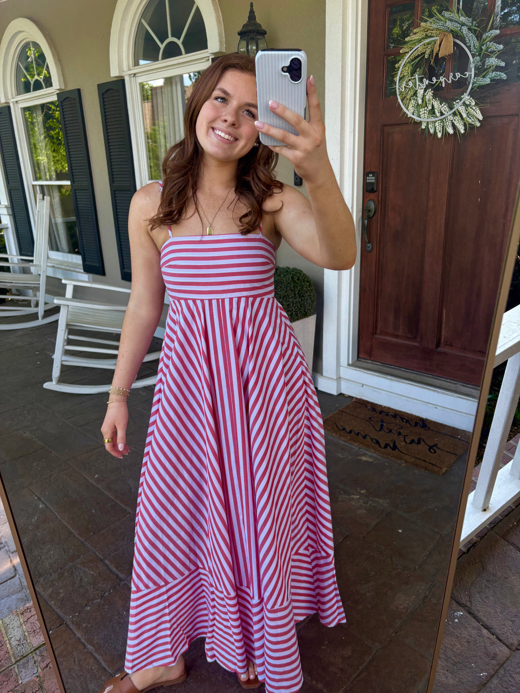Mia Red Stripe Dress